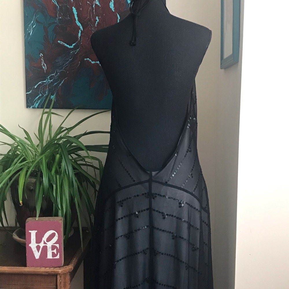 BCBG black halter sequin dress - Picture 5 of 8